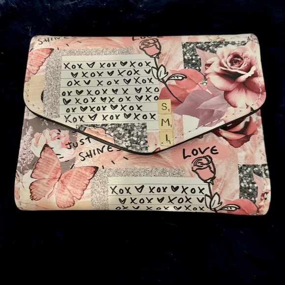 Betsey Johnson Handbags - Betsey Johnson LOVE wallet - butterfly flower mixed word design - Like New